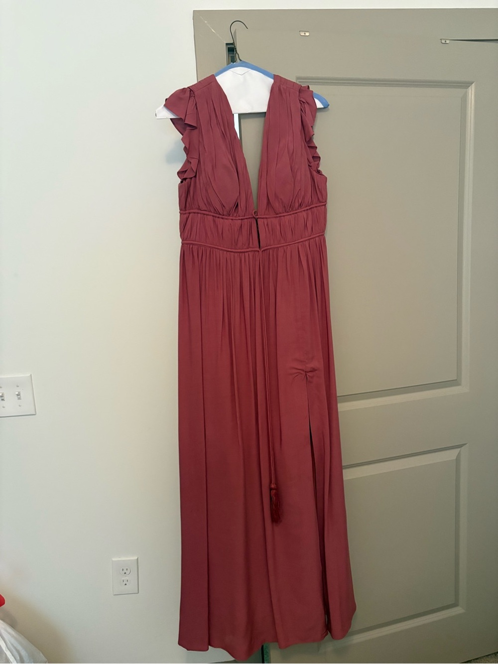 Azazie Women's Deep V Maxi Dress in Dusty Rose